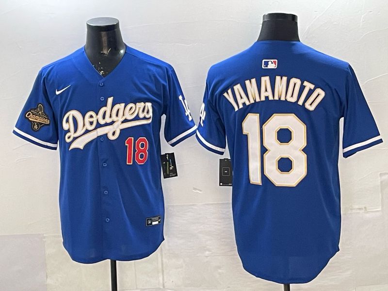 Men Los Angeles Dodgers #18 Yamamoto Blue Gold Game 2026 Nike MLB Jersey 0013